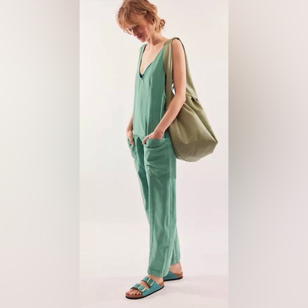 NWOT Free People High Roller Denim Jumpsuit/Overalls Large